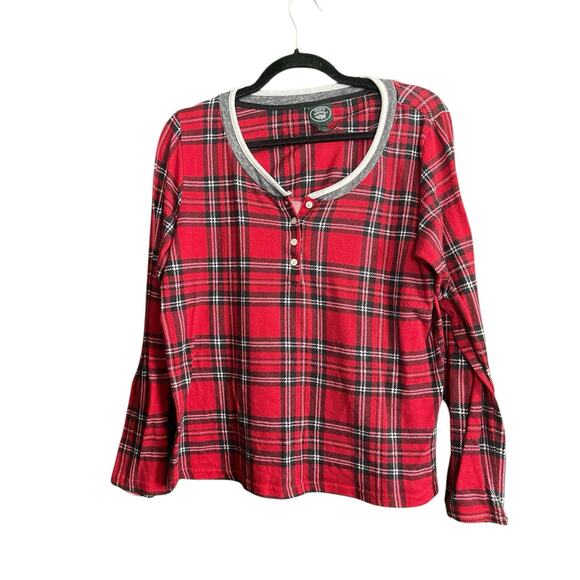 Laura Ashley Pajama Set Size L Red Tartan Plaid Holiday Flannel Cozy - Picture 3 of 10